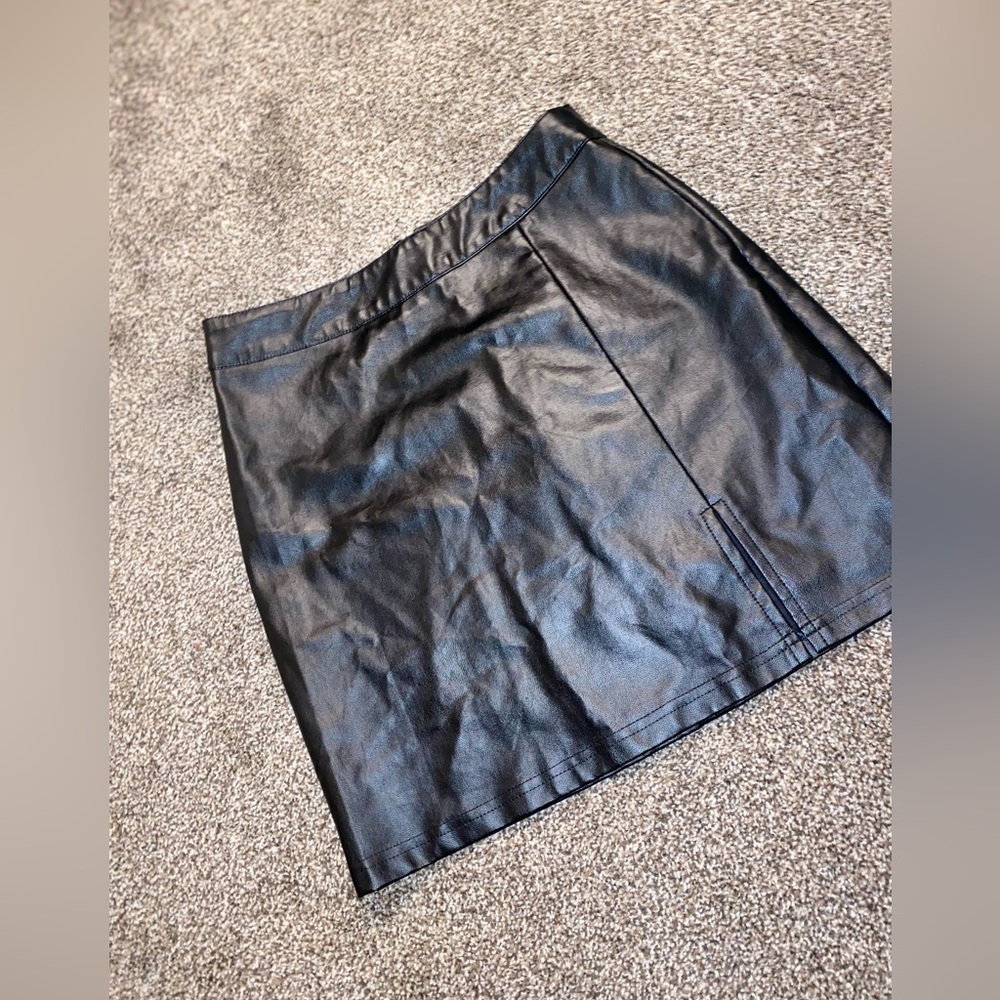 Black leather skirt